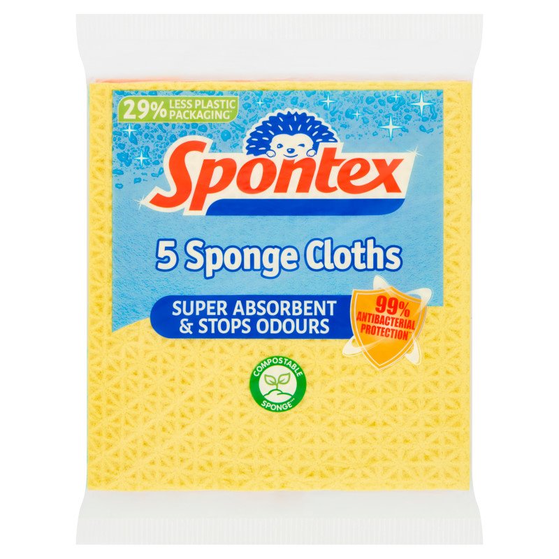 Spontex Essentials Sponge Cloths - 12 Packs of 4 (Total 48 Cloths)